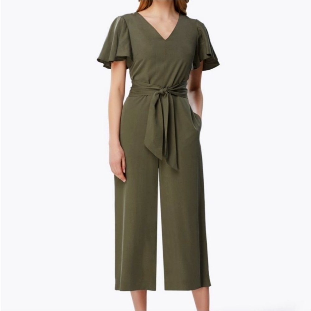 NWT Tahari ASL Flutter Sleeve Side Tie Jumpsuit